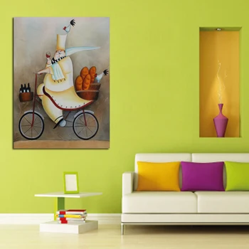 

New Handpainted Abstract Art Driving Cook Oil Paintings on Canvas Abstract Wall Sticks Unique Gift for Home Decor