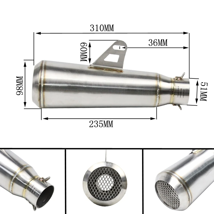 Выхлопная труба мотоцикла, выхлопная труба мотоцикла, выхлопная труба глушителя для yamaha с сетчатым входом 51 мм для Kawasaki Ninja