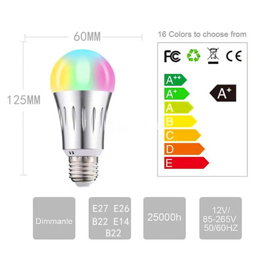 Светодиодный 10 W лампы RGB Красочные Dimmable Multi-function-20 ~ + 40C огни на дистанционном управлении более 30000 H Kit 130g