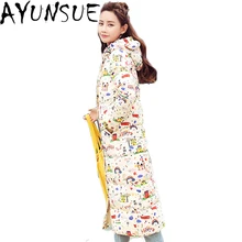 AYUNSUE/Новинка года, Брендовое Женское зимнее теплое пальто, 90% утиный пух, куртка с милым рисунком, высокое качество, LX978