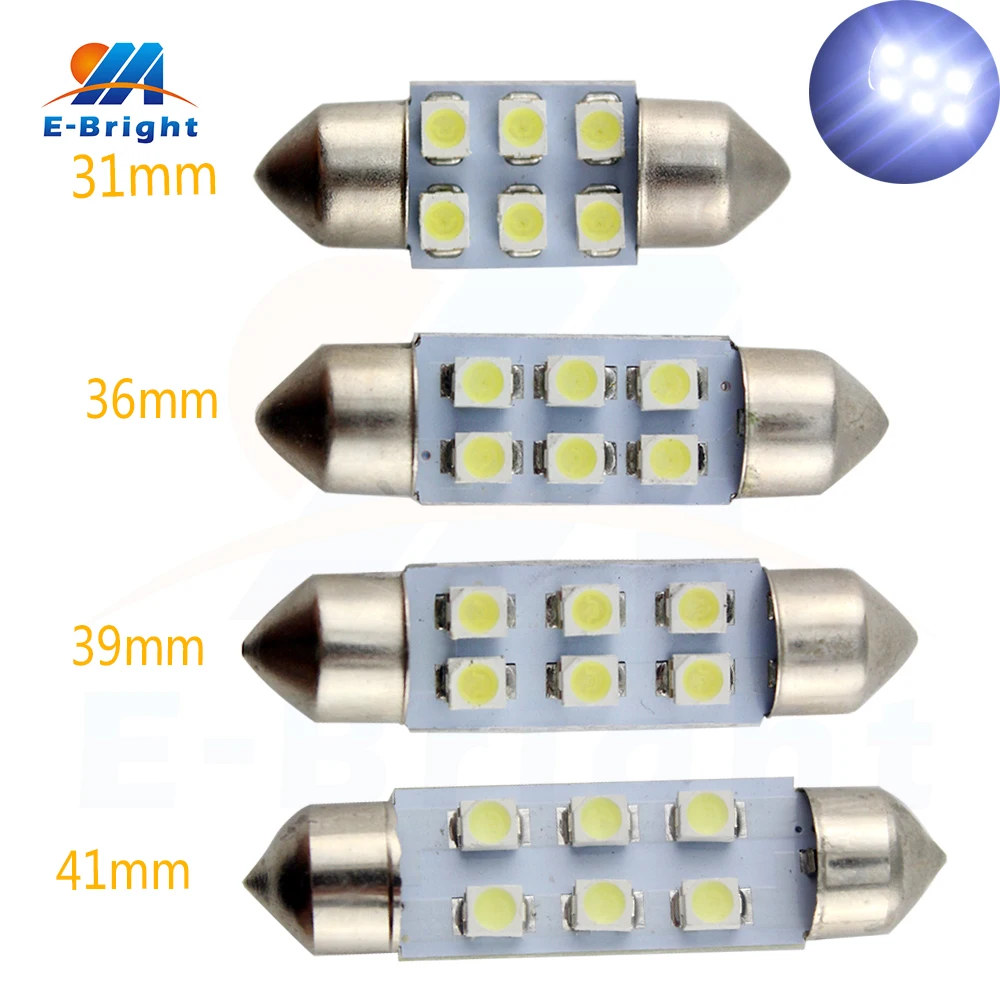 4 шт. 24 В 12 31 мм 36 39 41 Festoon C5W 1210 6SMD белый светодиод интерьер автомобиля Стайлинг свет