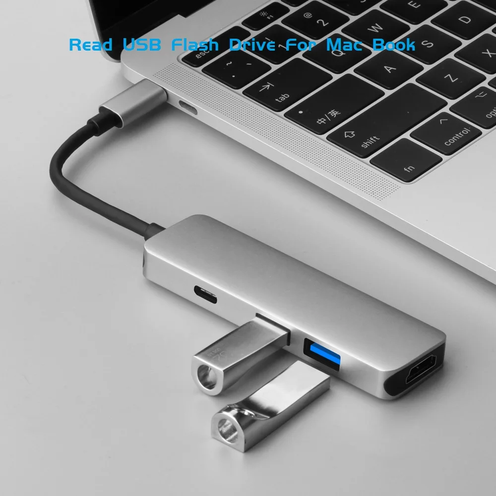 Продажа Тип с разъемами типа c и 2 Порты и разъёмы USB3.0 HUB + 4 K HDMI + зарядка PD серебро Алюминий сплав OTG адаптер font b usb b font концентратор конвертер для Mac Book Xiaomi