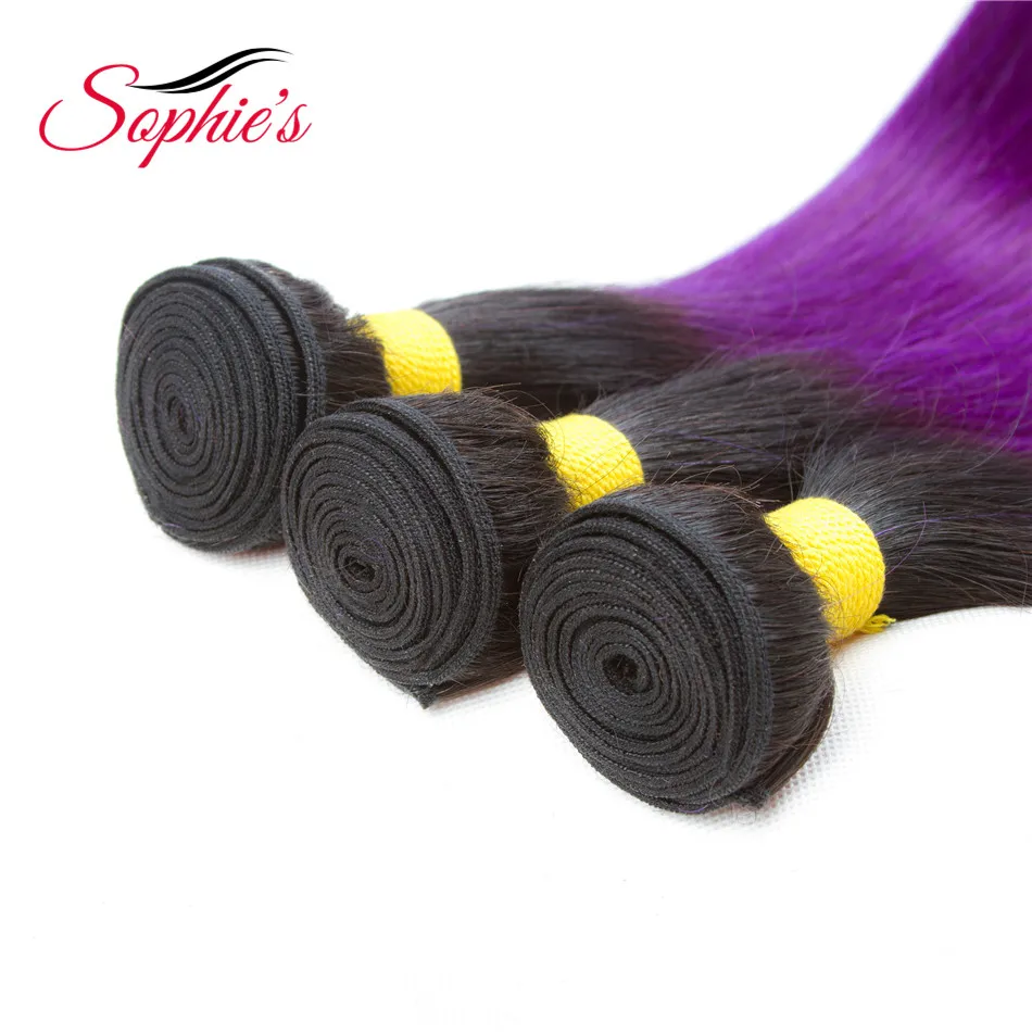 Sophie's Pre-colored Ombre Hair Bundles Weaves #T1B/Purple Color 4 Bundles Human Non-Remy Straight Brazilian Hair Extensions Sophie's Pre-colored Ombre Hair Bundles Weaves #T1B/Purple Color 4 Bundles Human Non-Remy Straight Brazilian Hair Extensions
