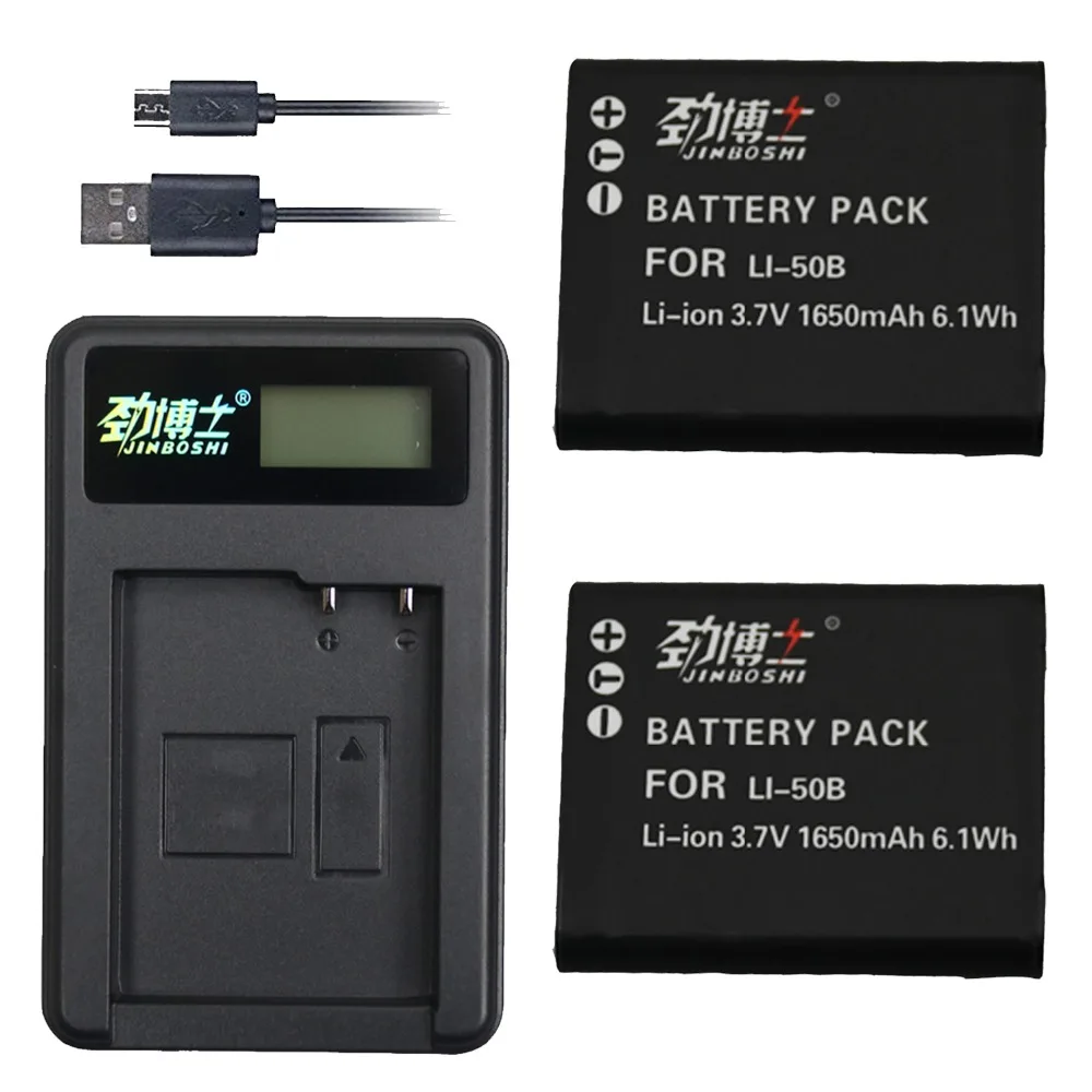 

2x 1650mAh Li-50B D-LI92 Li 50B D LI92 Li-ion Battery + USB Charger For Olympus 1020 1010 1030 Pentax PENTAX Optio I-10 X70