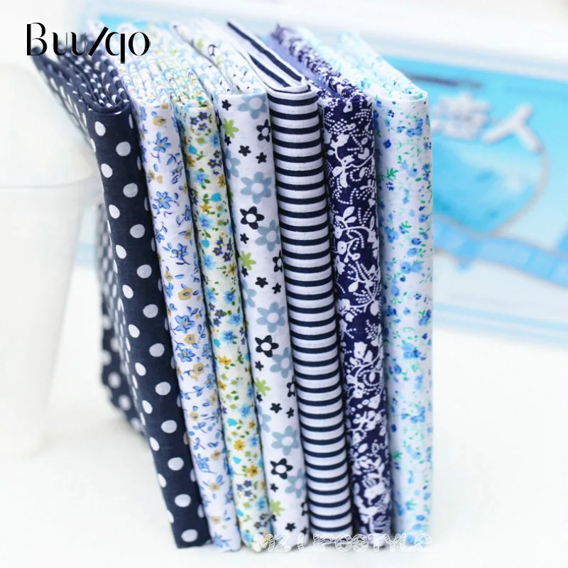 

Buulqo25*25cm 7designs blue floral cotton fabric fat quarters quilt cotton fabric DIY handmade sewing craft fabric