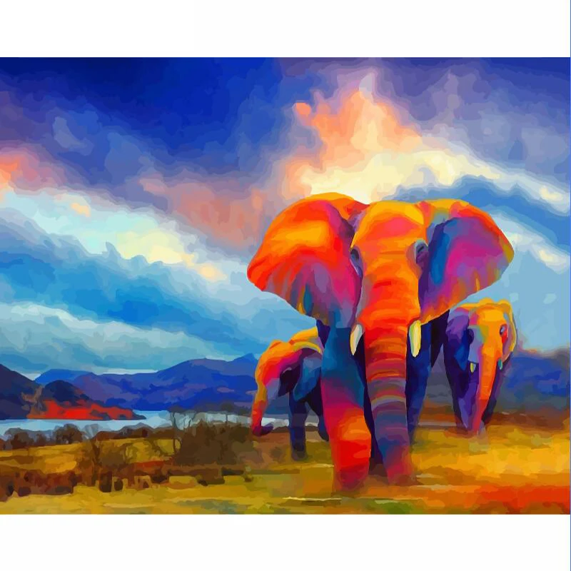 

Rainbow Elephent.40x50cm,Painting By Numbers,DIY,wall Art,Living Room Decoration,Scenery,Figure,Animal,Flower,Cartoon