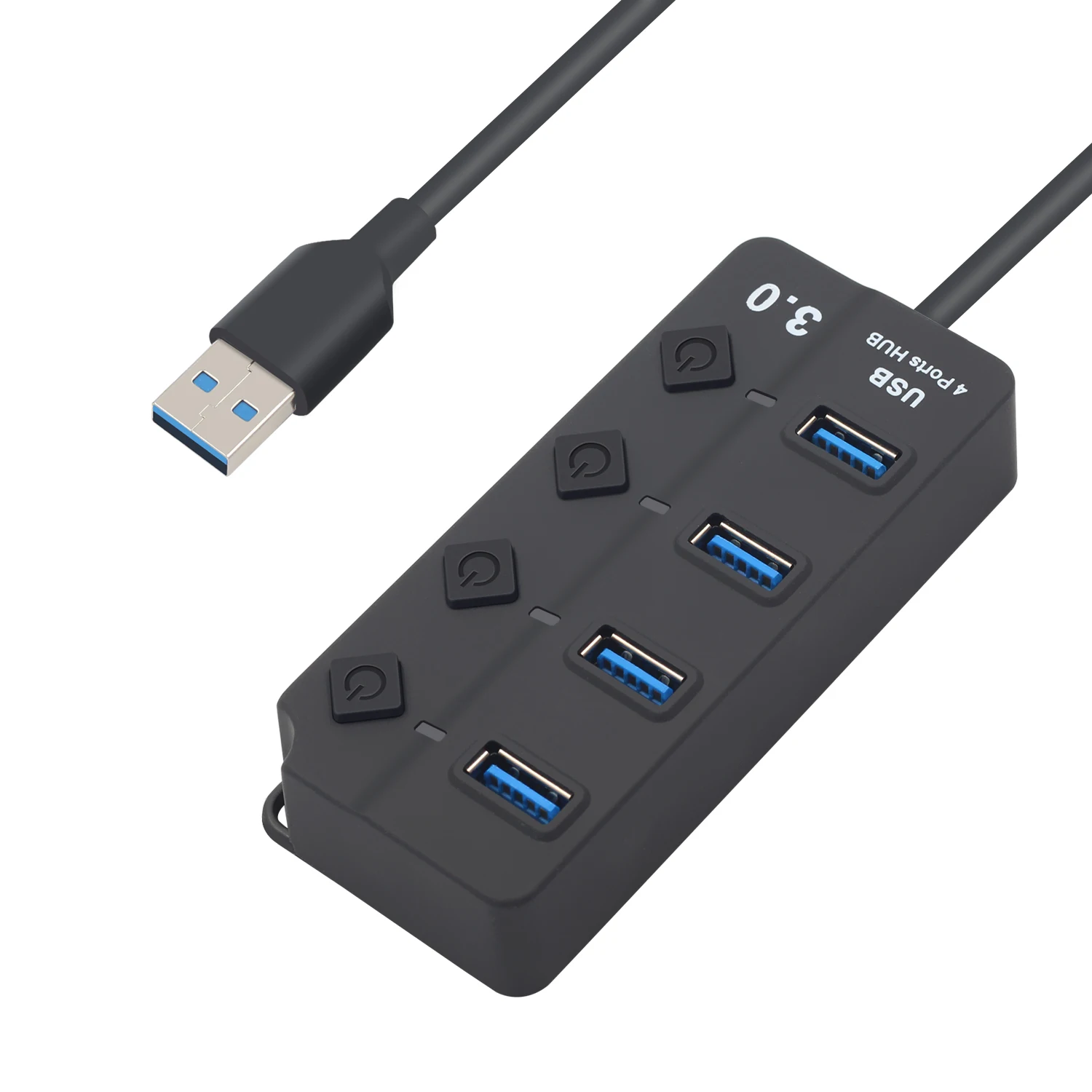 4/7 порт USB 3,0 концентратор разветвитель usb-хаб 3,0 с индивидуальными переключателями питания светодиодный индикатор ЕС США адаптер питания для ноутбука MacBook - Цвет: 4 Ports hub