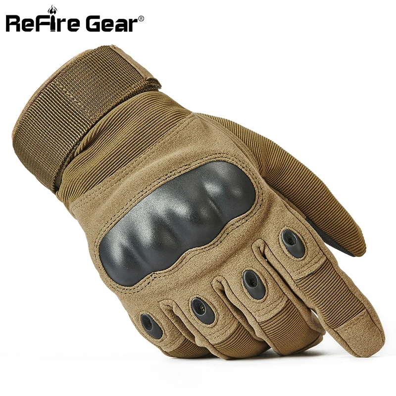 

ReFire Gear Military Tactical Gloves Men's Army Combat Full Finger Gloves Hard Shell Knuckles SWAT Paintball Shoot Glove Mittens