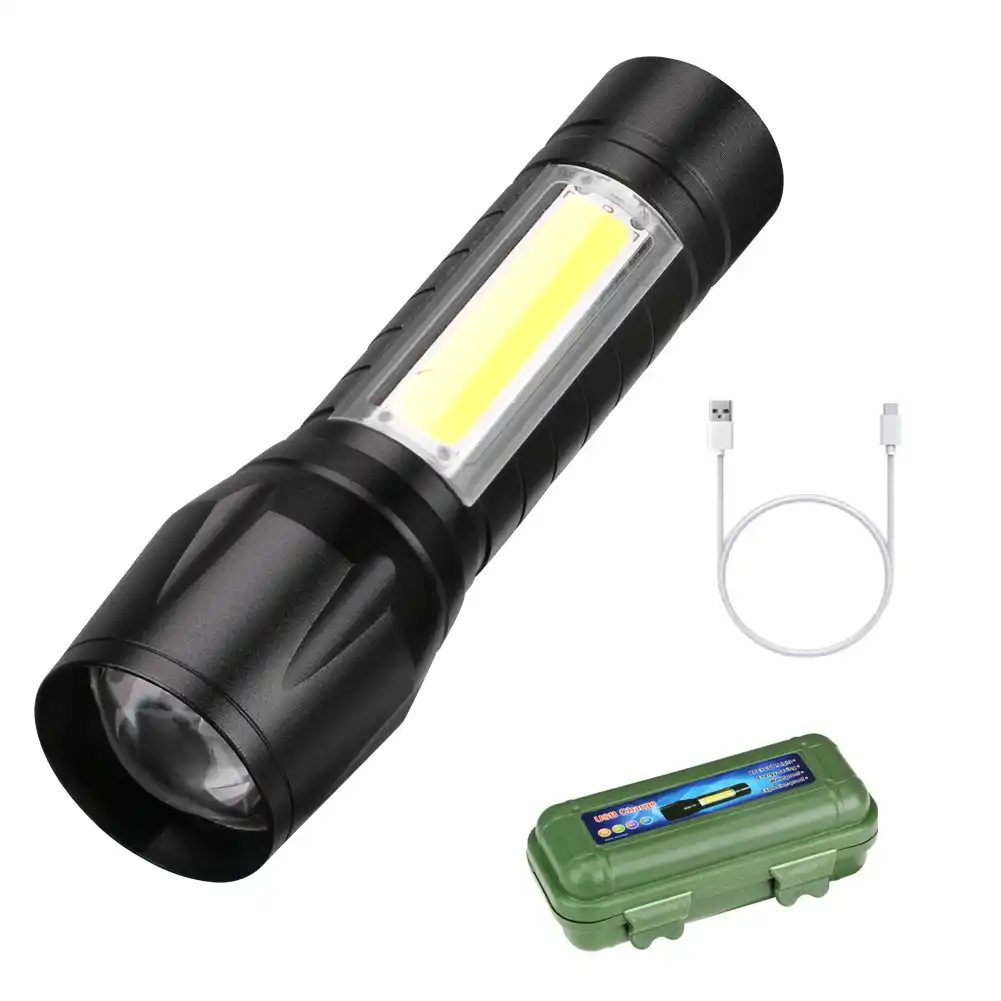 LED COB Rechargeable Flashlight Blacklight Lamp Camping Torch Inspection Light
