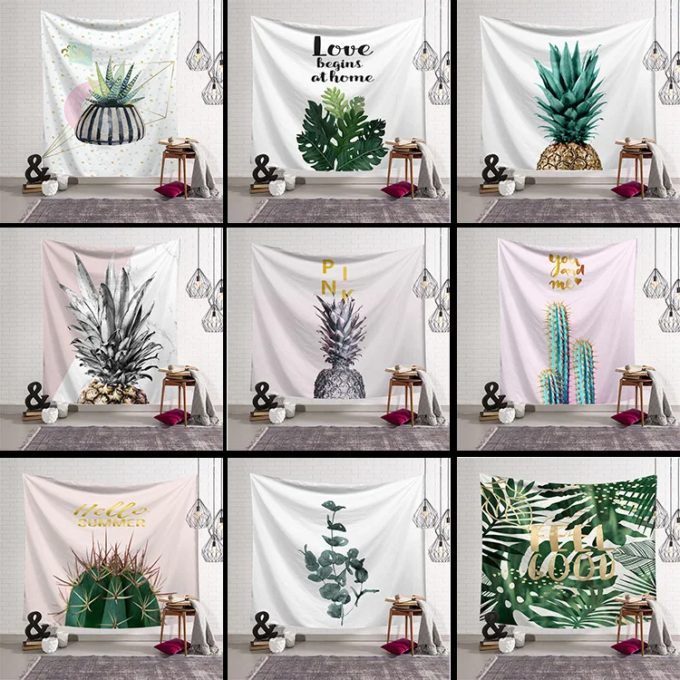 

1PC Printed Cactus/Pineapple Summer Party Decor Backdrops Soft Thin Beach Blanket 80*60inch Multi Size Wall Hanging Tapestry