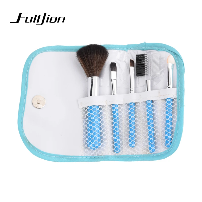 Fulljion 5 шт. профессиональные синие розовые кисти для макияжа набор косметических теней для век Пудра Pinceis Инструменты для укладки макияжа набор кистей с сумкой
