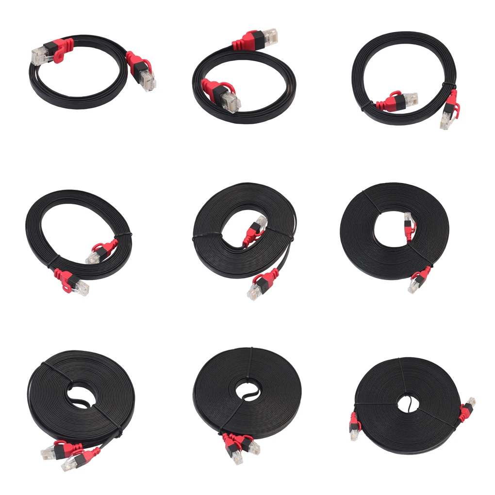 

1000Mbps Cat6 LAN Network Flat PVC Internet Ethernet Slim Patch Cable Cord Wire Line RJ45 Interface
