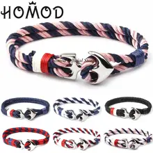 HOMOD, браслеты с якорем из нержавеющей стали, мужские очаровательные морские веревки для выживания, цепь-Паракорд, браслет, мужские металлические спортивные крючки