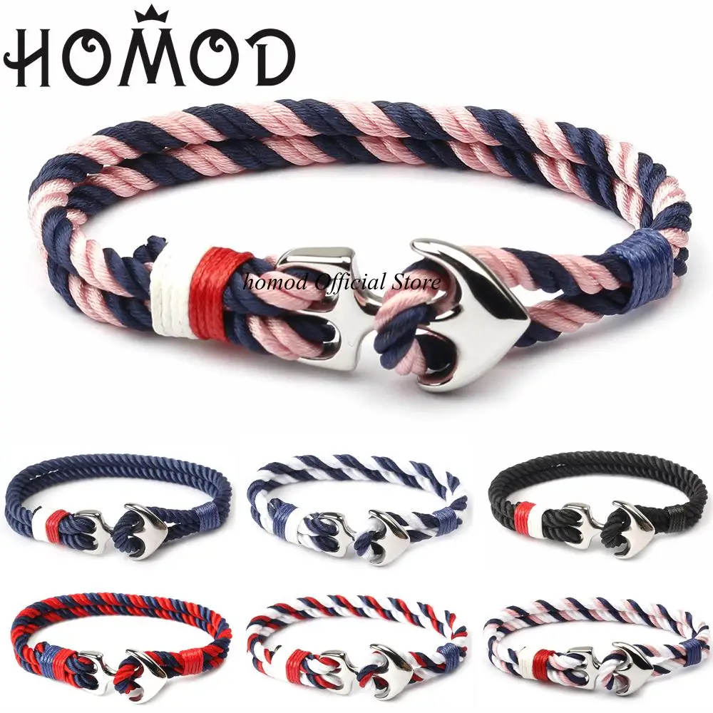 Мужской браслет HOMOD 2019 из нержавеющей стали с якорем мужской для выживания в