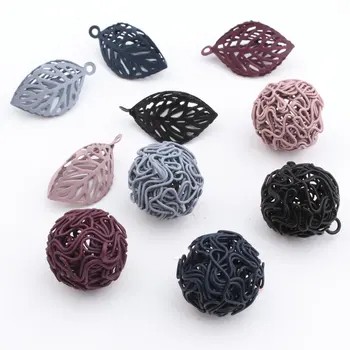 

Newest Trendy Colorful Painted hollow 3D Cartoon Hairballs/Leave Shape Metal Charm Diy Jewelry Necklace/Bracelet/Earring Pendant