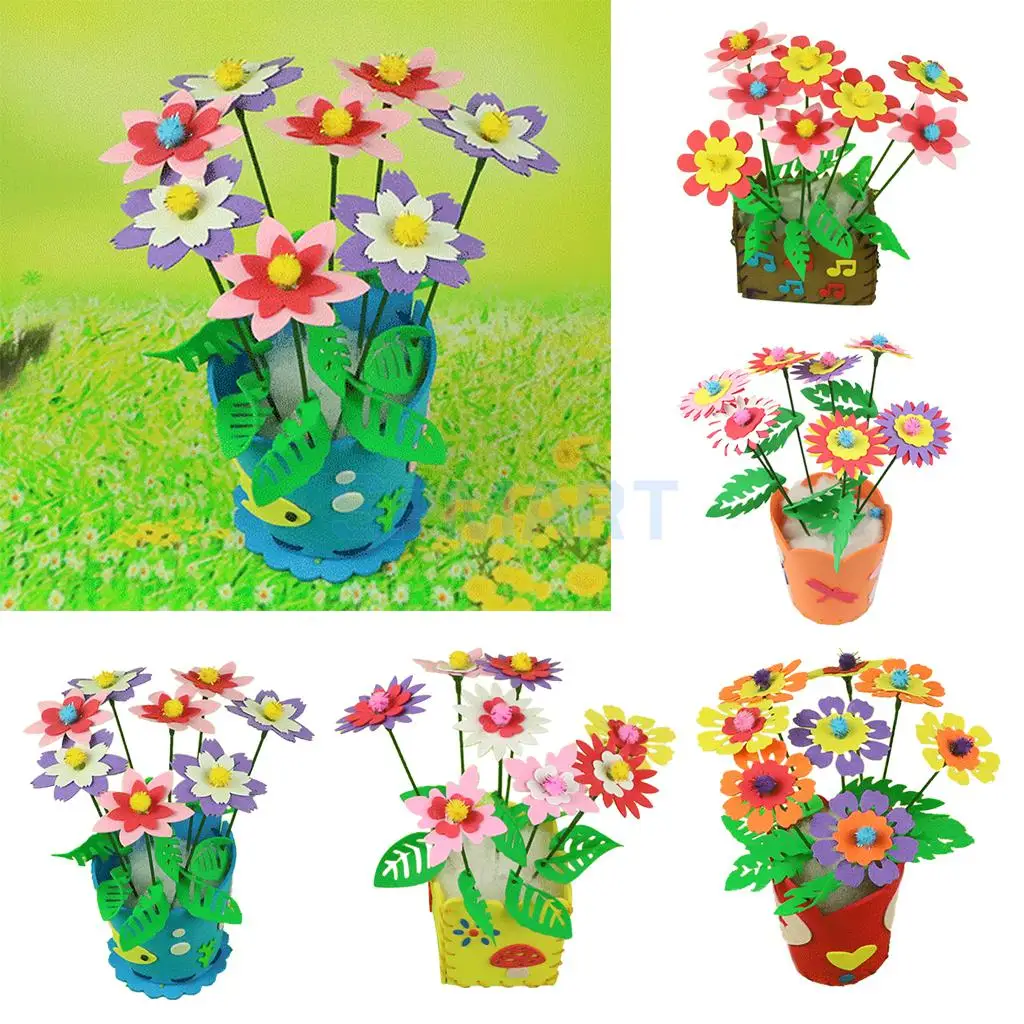 DIY Artificial EVA Flower Pot Kids Handmade Educational Toy Foam