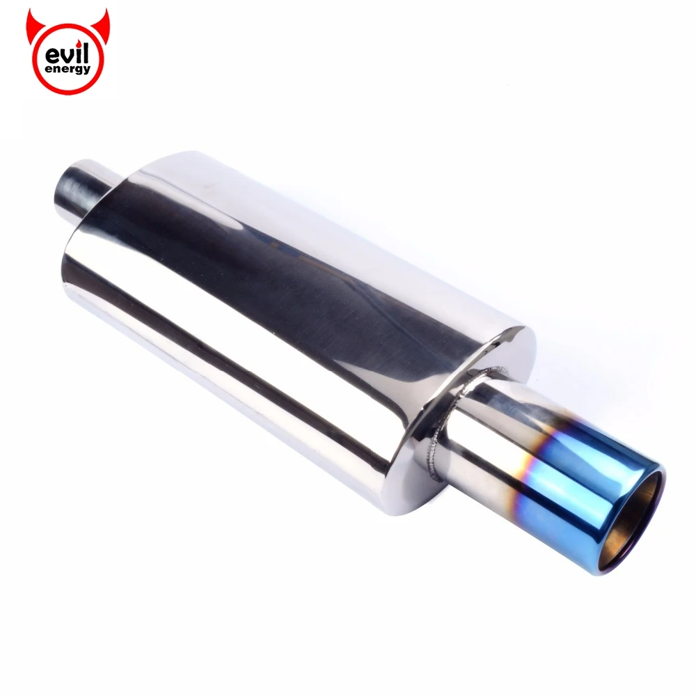 evil energy Universal Car Exhaust Muffler Pipe Tips Stainless Steel 2 Inlet 3 Outlet Chrome Modified Racing Performance