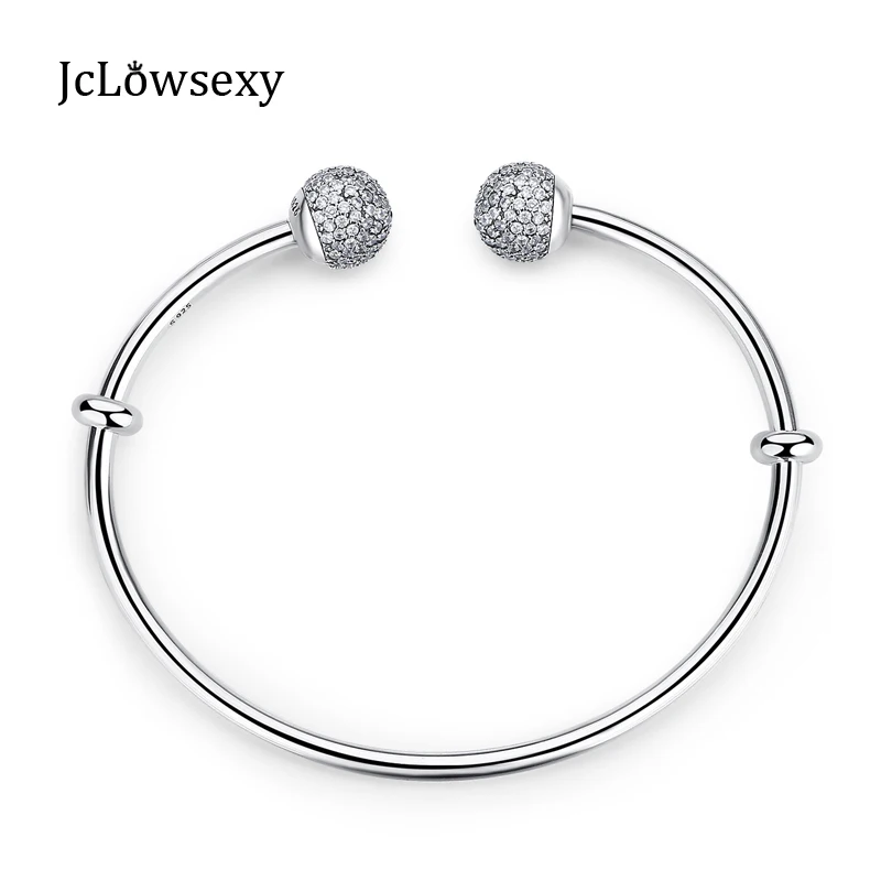 

Authentic 925 Sterling Silver Moments Sparkling Open Bangle Pave Clear CZ Crystal Bracelets Bangles For DIY Pan Beads Charms