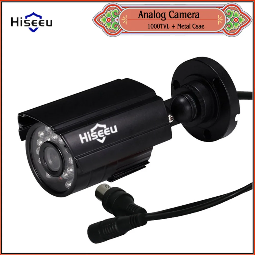 

Hiseeu Metal Case CCTV Camera Analog 1000TVL Day/Night Vision Mini Outdoor IP66 Waterproof Bullet Camera Security Camera 35
