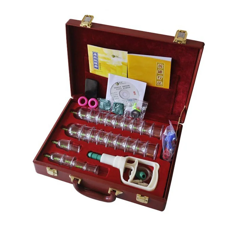 Chinese cupping KangZhu Deluxe Vacuum Cupping Set 24 Cups Leather Case