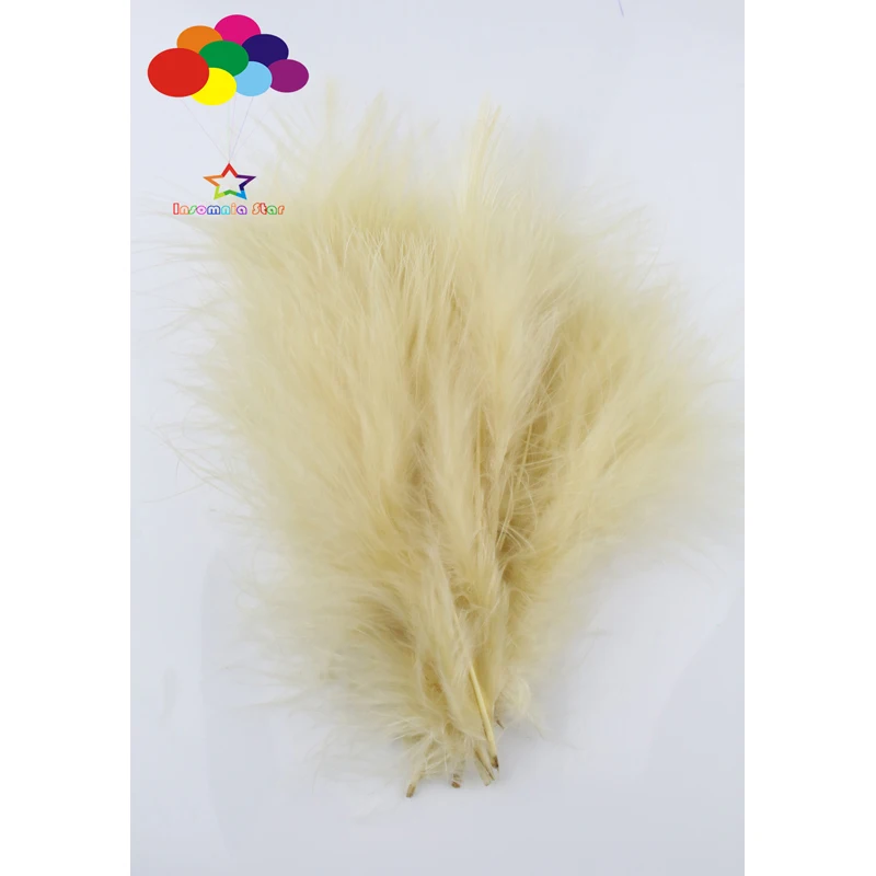 

500pcs 100% natural turkey soft fluff feather Dyed light Khaki 15-20cm/6-8inch for Diy costume mask headdress