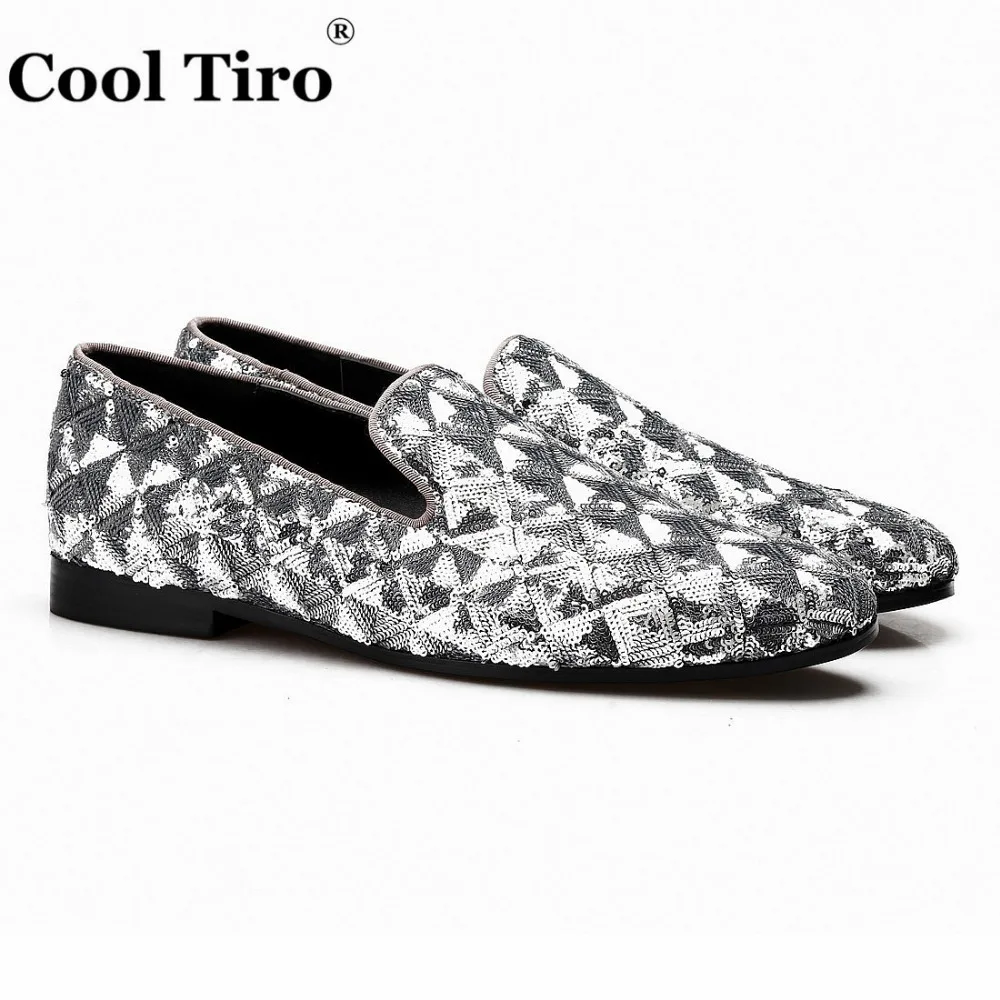 Silver Sequin canvas Slippers Men's Loafers (2)