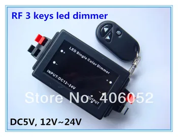 

4pcs/lot DC12V-24V 3keys RF wireless 8A led dimmer remote controller for single color led strips and led modules