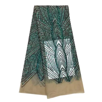 

African Hot Selling Sequined Bridal Net Lace Embroidery Fabric for Girls Dress 33