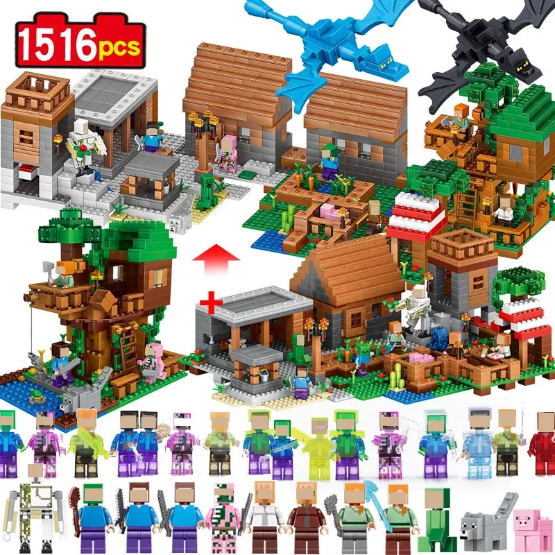 

Qunlong 1516pcs Toys Minecrafted Figures 2 in 1 Building Block DIY Bricks Educational Toys For Children Compatible Legoe