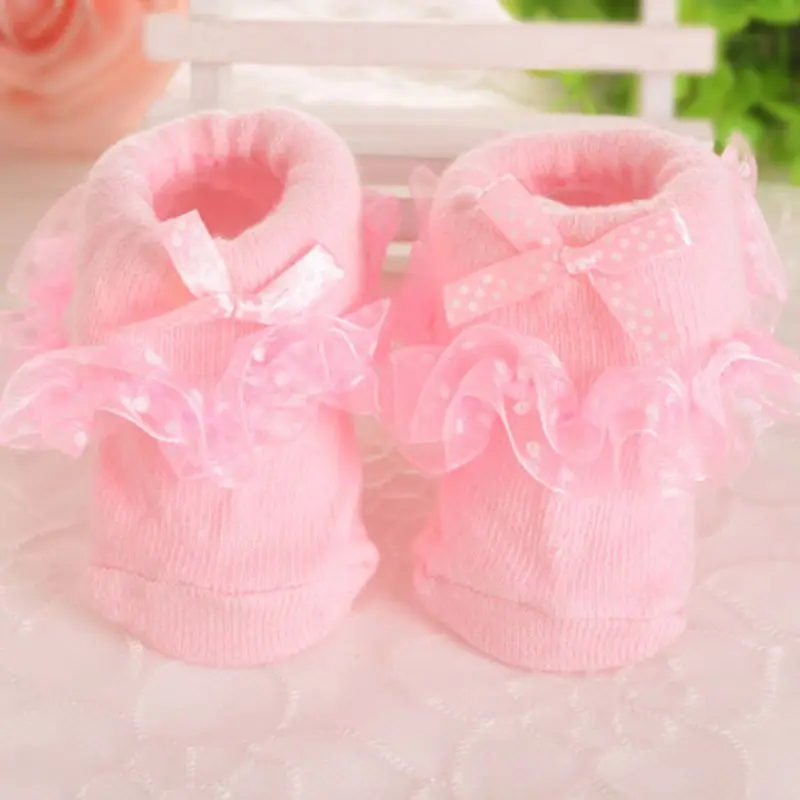 Носки с бантом для маленьких принцесс хлопковые носки для маленьких девочек 0-6 месяцев