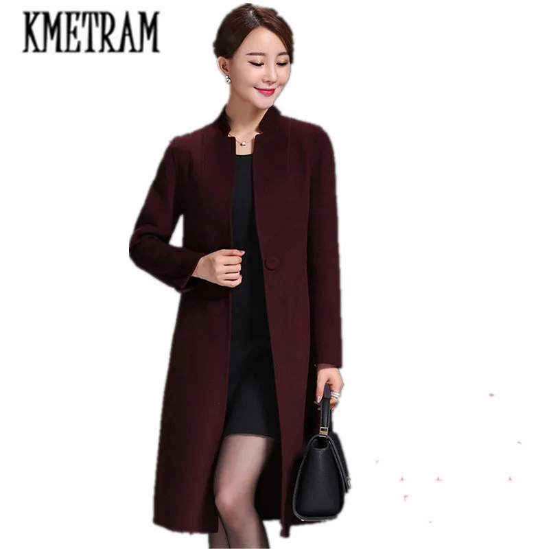 

KMETRAM 2019 Autumn and Winter Fashion 100% Real Women's Cashmere Coat Slim Casaco Feminino Coats Women Woolen Coat HH153