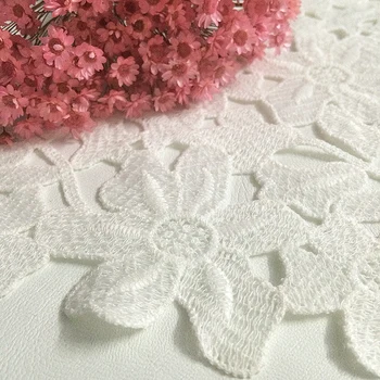 

5yard/lot 45mm width Lace Fabric Trim Ribbon 7 Flower Petals DIY Wedding Dress Garment Accessories embroidered lace ribbon A2