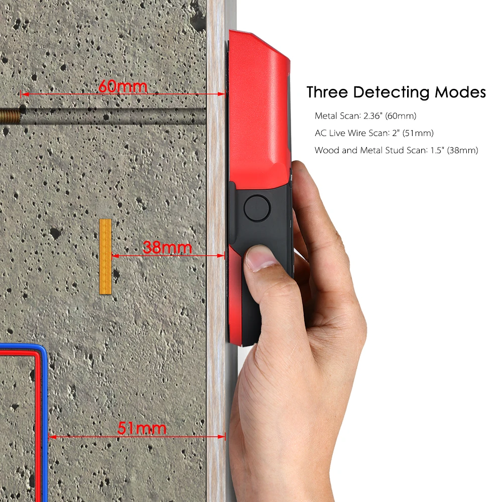 

KKmoon Stud Finder Wall Detector Large LCD Digital Wood Stud Center Finder Metal + AC Cable Live Wire Scanner Warning Detection