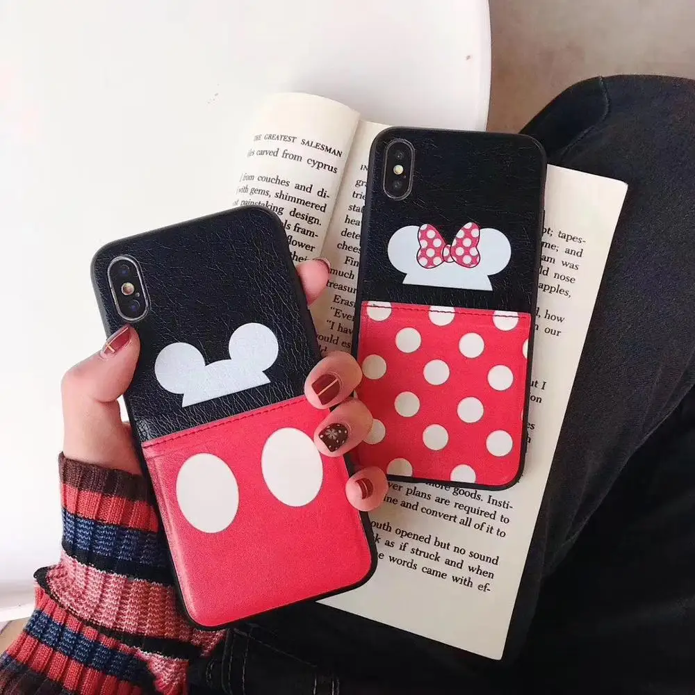 

New Cute Mickey Minnie Donald Daisy Cartoon Comic Soft Silicone Phone Case For Iphone 6 6S 7 8 Plus X Xs Xr Max Card Pocket