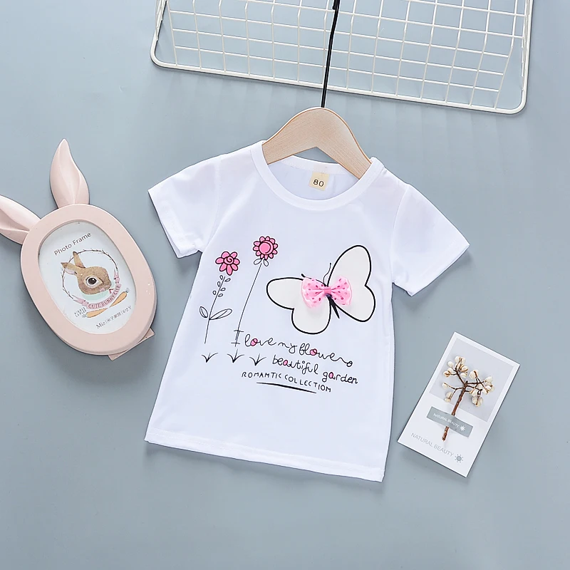

BibiCola summer girls t-shirt cotton letter short sleeve o-neck tops for children kids clothes causal bebe girls outfits tees