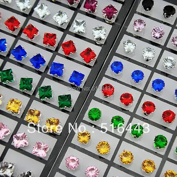 

144pcs Charms Mix Color Cubic Zirconia Stainless Steel Fashion Square Round Stud Earrings for Womens Mens Wholesale Jewelry Lots