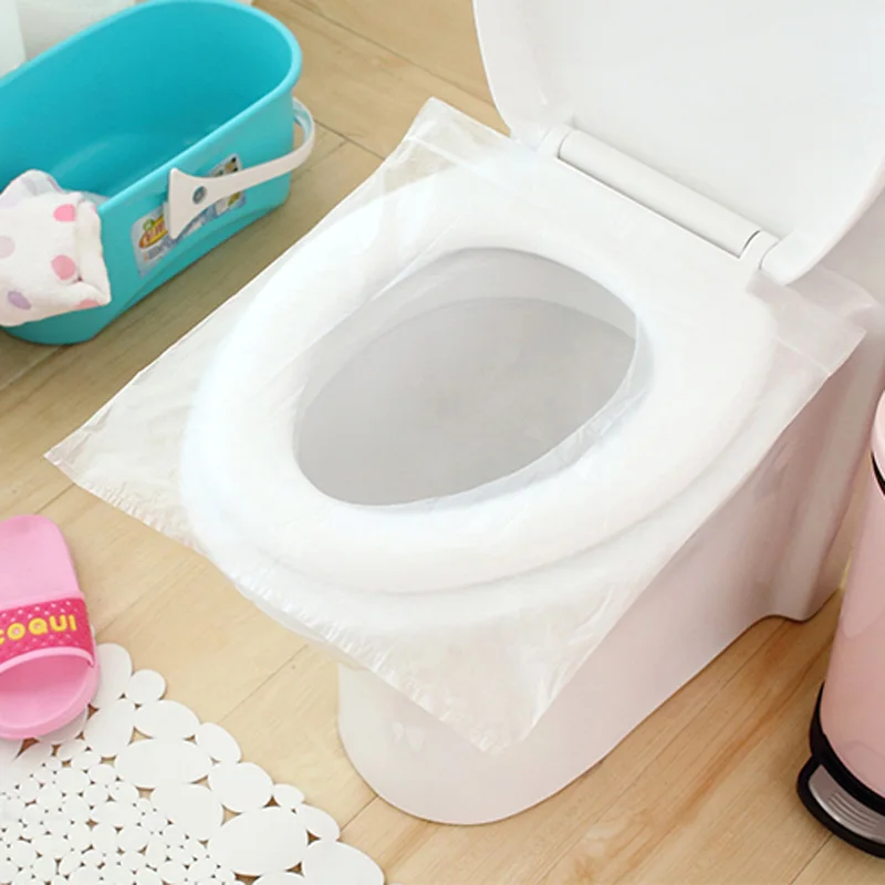 Fashion-50pcs одноразовые безопасности для путешествий PE пластиковое туалетное сиденье покрытие Коврик Подушка для беременных Водонепроницаемая антибактериальная подкладка-горшок