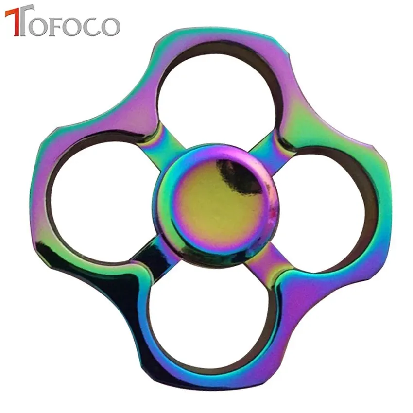 Fidget TOFOCO Spinner Spinner Spinner Metal asa Rainbow Crystal Figet Mão Brinquedo Cubo e EDC Anti Aliviar O Stress Spynner Coluna