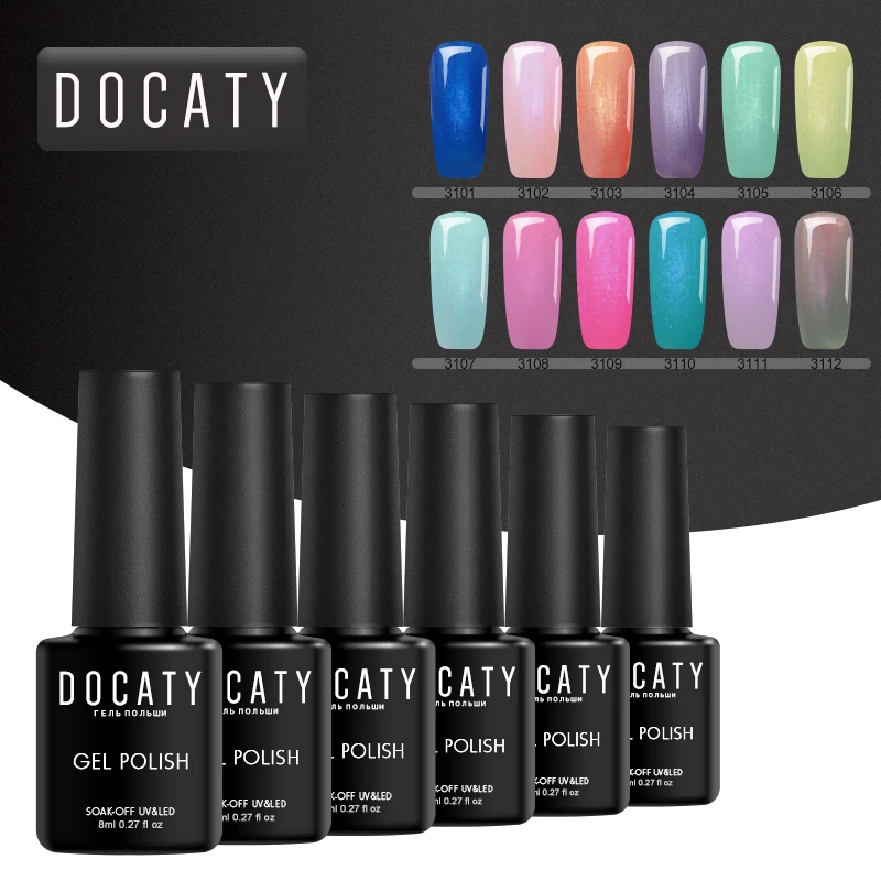 

Docaty Fashion Pink Pearl Color Gel Nail Polish Permanent Enamel UV Gel Varnish Soak Off Sea Series Shell Lacquer Nail Gel Lak