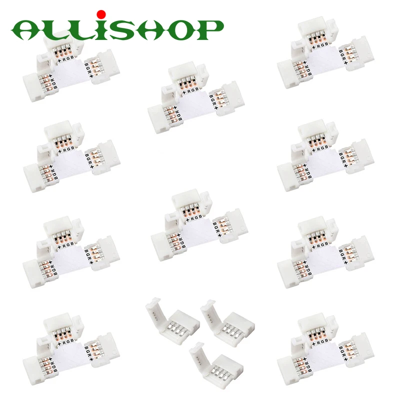 Светодиодная лента AlliSHOP 5 шт. 4pin 10 мм для 5050/3528 SMD RGB быстрый разветвитель угловые