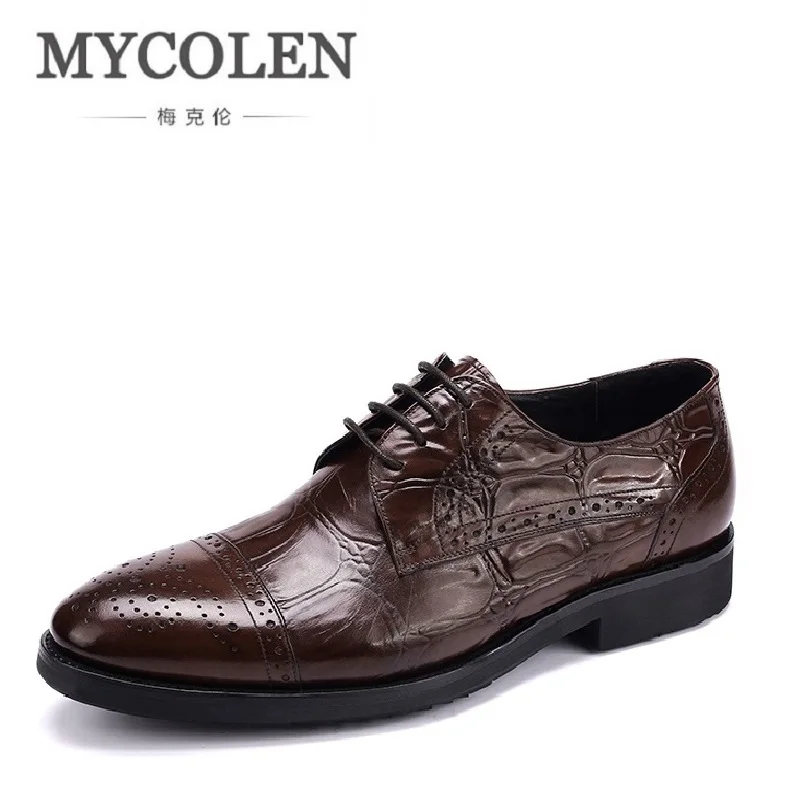 

MYCOLEN Brand Fashion Leather Brogue Men Oxford Shoes For Men Business Comfortable Men Dress Shoes Wine Red sapatos masculinos