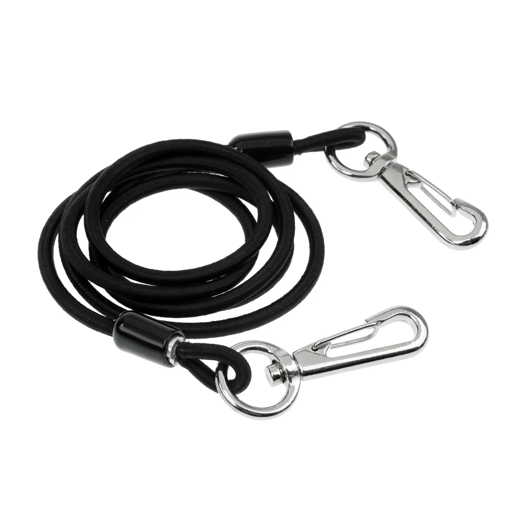 Kayak Canoe Small Boat Elastic Plastic Fishing Rod Paddle Leash Accessories Black 100cm Length