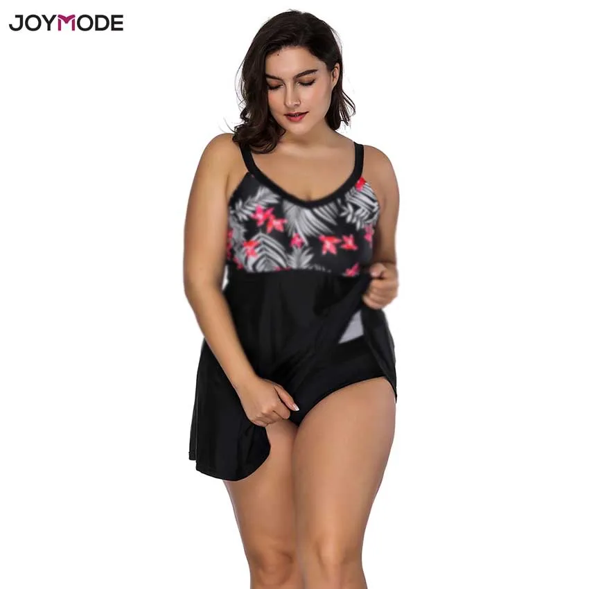 

JOYMODE 2018 Plus Size Swimwear Women Skirt Takes One Piece Sexy Swimsuit Padded Bra Over Bath Large Size Beachwer Bathing Suit