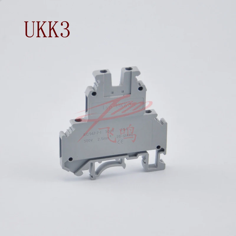 UKK3 комбинированный двойной слой проводки терминал 2,5 мм2 Терминал направляющей тип малого пространства терминал медный кусок UKK3 5 шт
