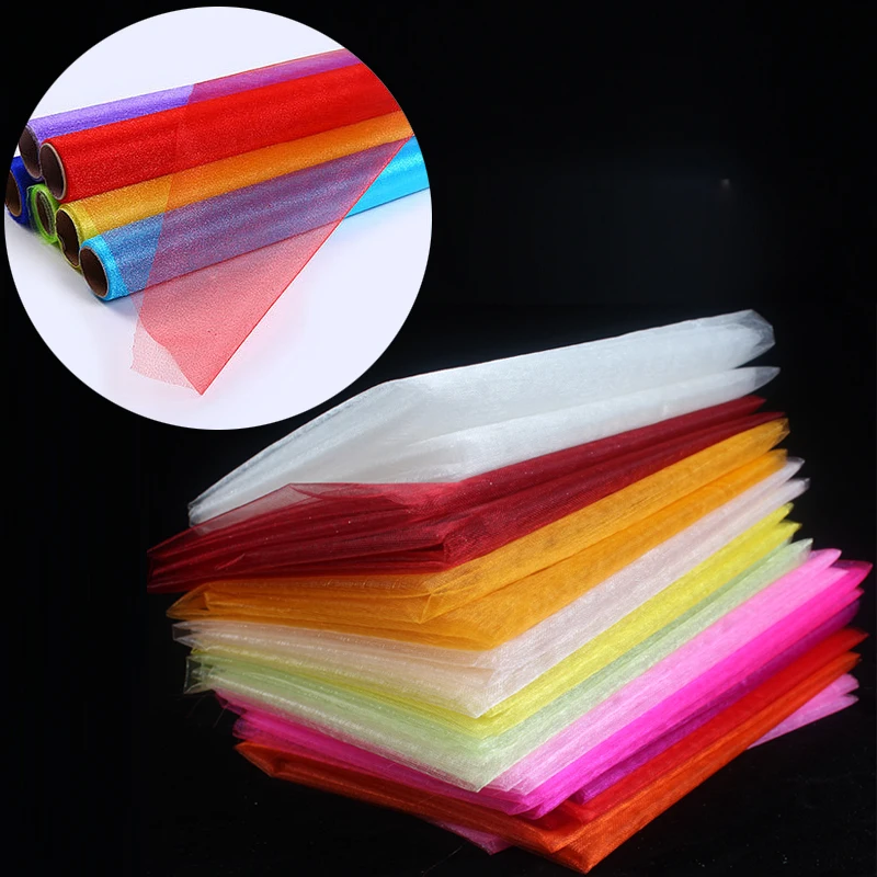 #cheap (50m lot)75cm Wide Wedding Sheer Organza Tulle Fabric Roll Mariage DIY Craft Birthday Kid Festival Decoration Table Runner Swags