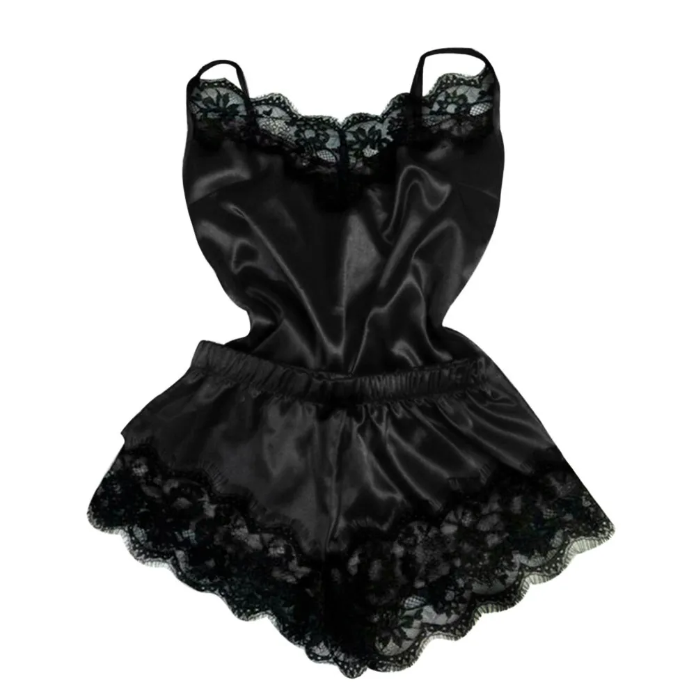 Модная Сексуальная кружевная одежда для сна, женское белье, соблазнительное нижнее белье, ночная рубашка без рукавов, ночные рубашки#25 - Color: Black