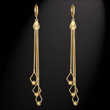 Vintage Long Tear Chandelie Drop Earrings For Women Girl Ethnic Jewelry Wholesale,Brand New Trendy Gold Color Luxury Jewelry