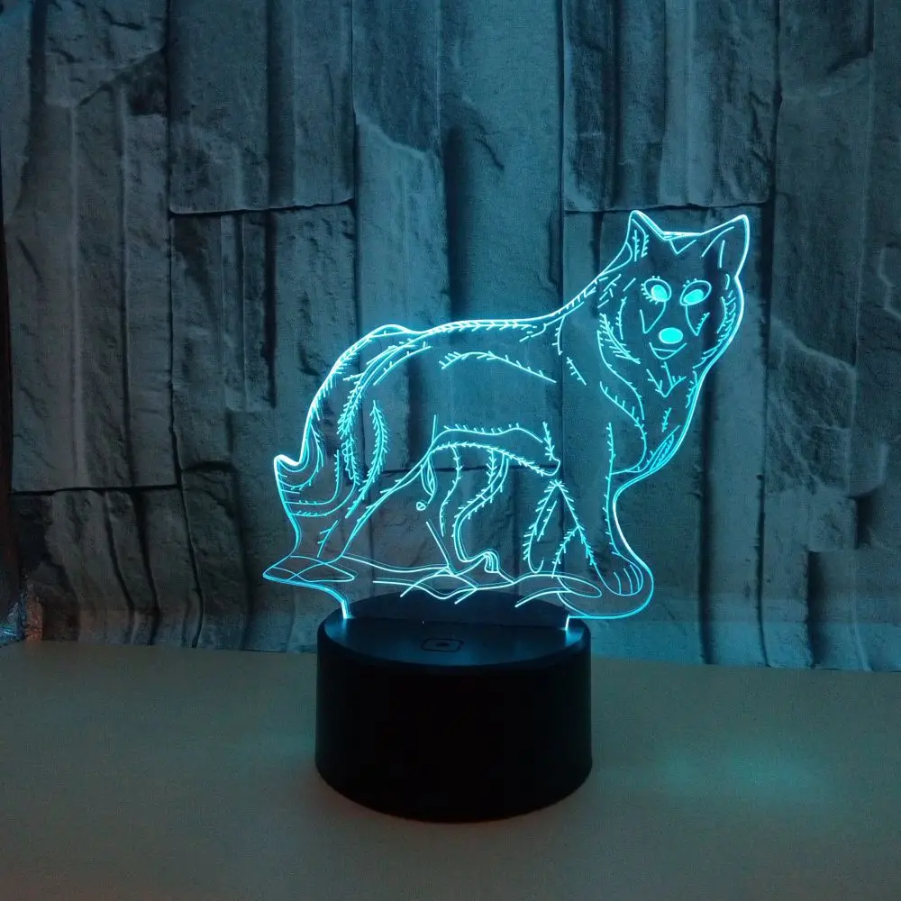 Новый Волк красочные 3d ночник Led визуальный StereoTouch дистанционное управление