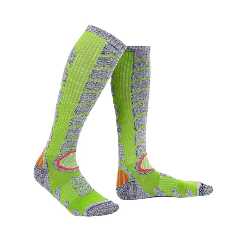 Мужские и женские спортивные носки, лыжные носки, толстые хлопковые носки для сноуборда, велоспорта, катания на лыжах, футбола, впитывающие влагу, высокоэластичные - Цвет: Армейский зеленый
