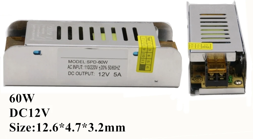 Светодиодный блок питания ac220в к DC12V светодиодный адаптер тонкий трансформатор освещения 60 Вт 120 Вт 200 Вт 240 Вт 360 Вт